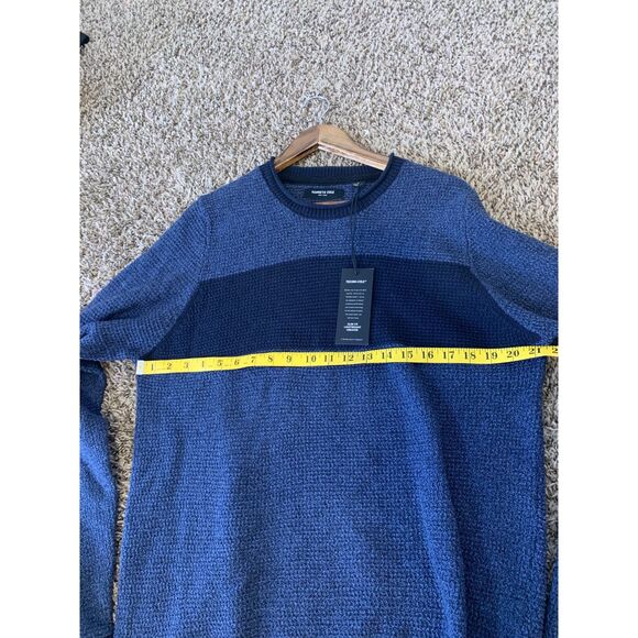 NWT Kenneth Cole Reaction Blue Sweater Mens Sz M Crew Neck Stripe Long Sleeve - Picture 7 of 8